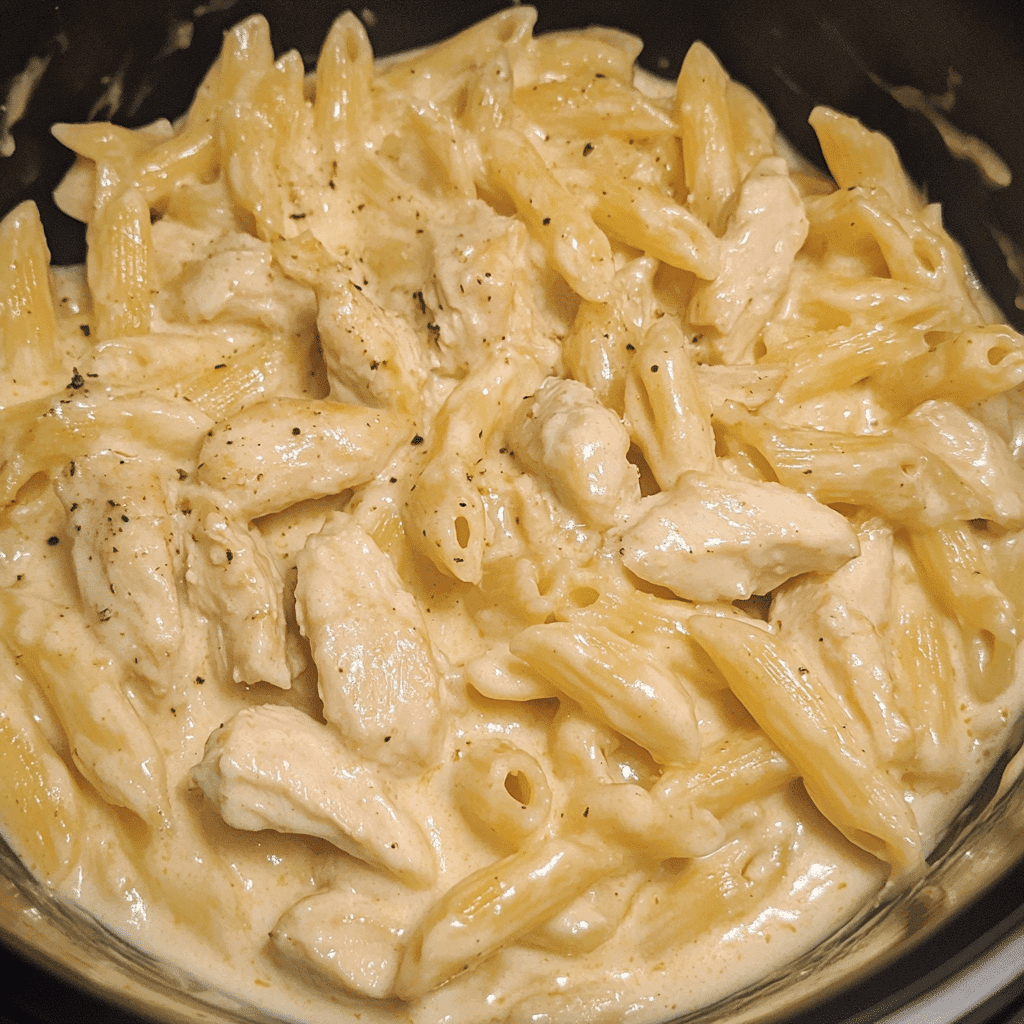 Creamy boursin chicken pasta served in a bowl