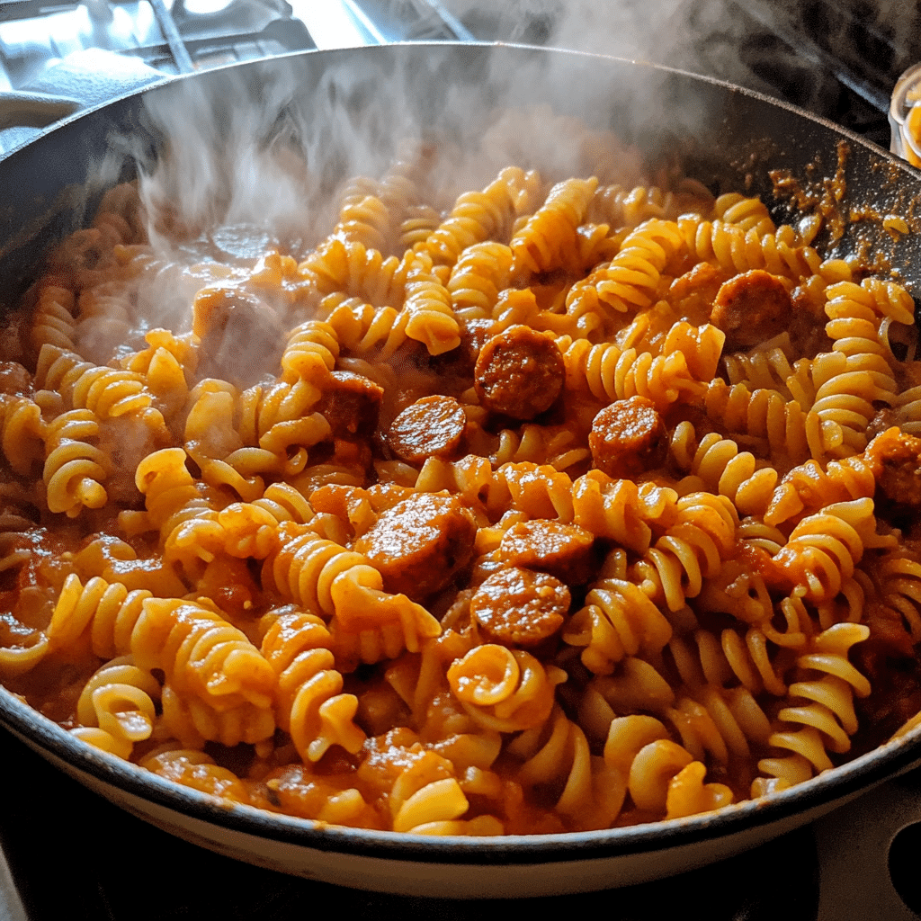 Cajun pasta simmering in creamy sauce