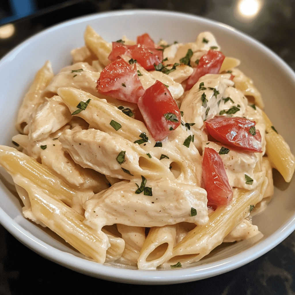 Stirring Boursin and tomato pasta sauce in skillet