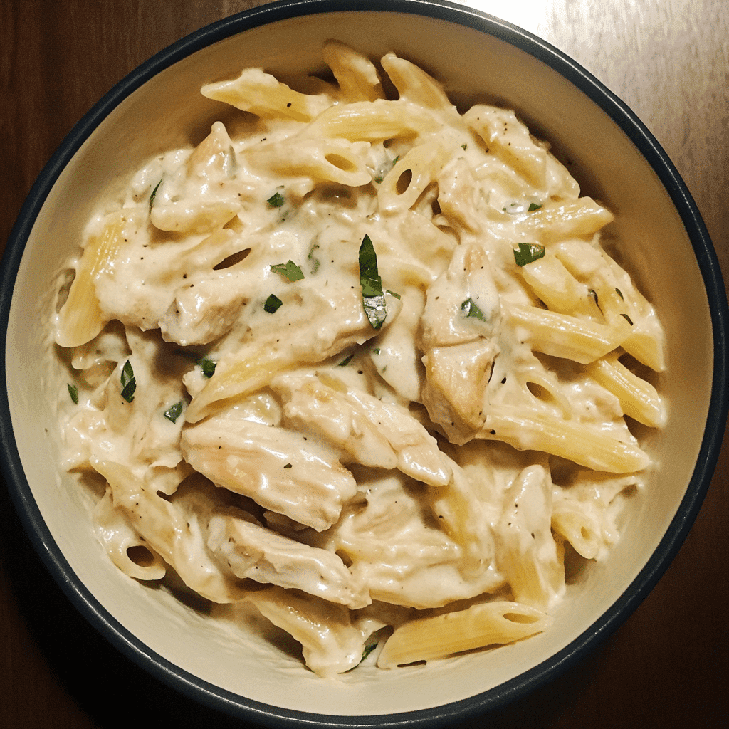Cooking chicken and garlic to build flavor in Boursin cheese pasta with chicken