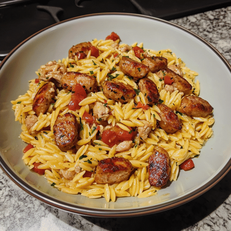 chicken and sausage orzo pasta