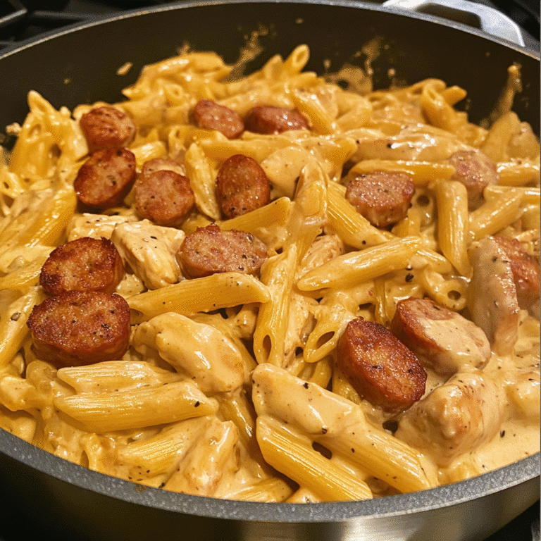 creamy chicken and sausage pasta