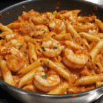 pasta arrabiata with shrimp