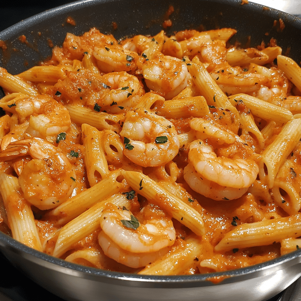 One Pot Creamy Pasta Arrabiata with Shrimp