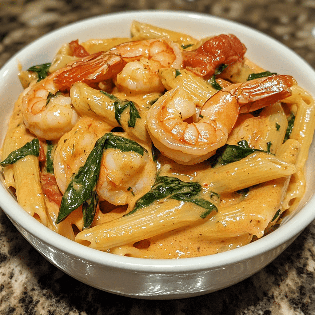 how to build incredible flavor in tomato spinach shrimp pasta with garlic, shrimp, and tomato base