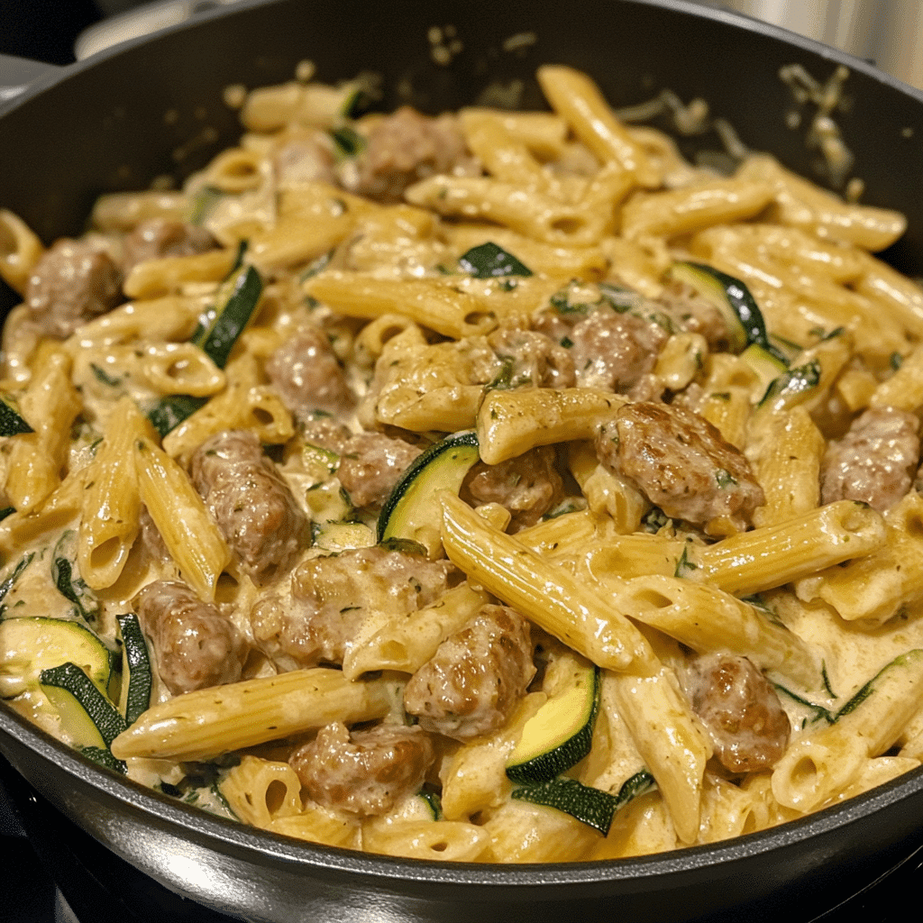 Ingredients that make creamy sausage and zucchini pasta irresistible